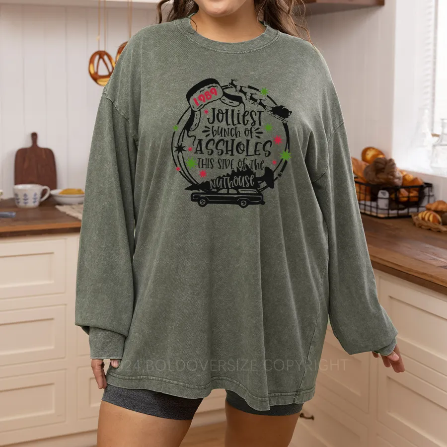 Vintage Jolliest Bunch Christmas Washed Long Sleeve Shirt