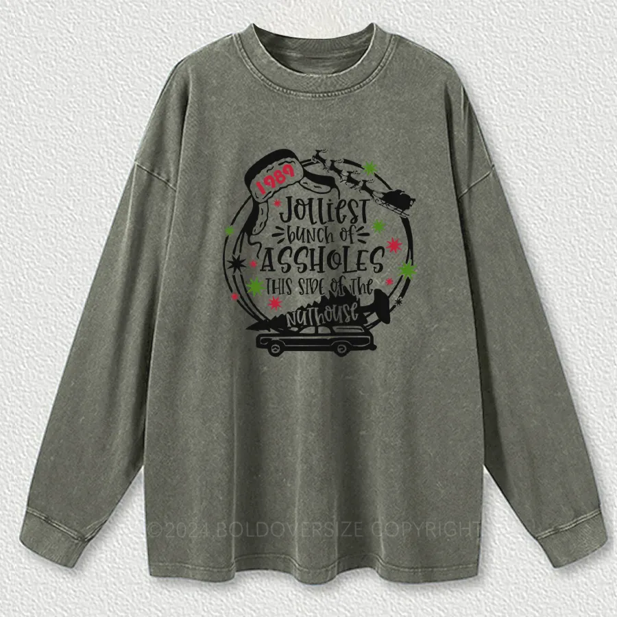 Vintage Jolliest Bunch Christmas Washed Long Sleeve Shirt