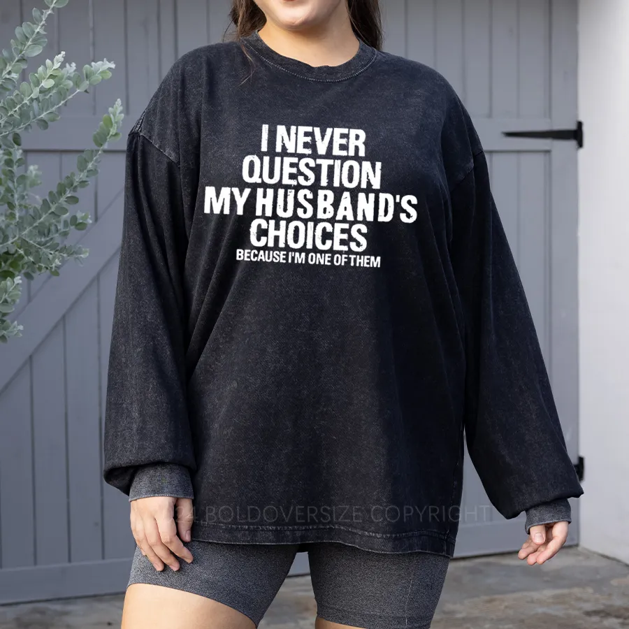 Vintage Funny Wife Humor Washed Long Sleeve Shirt