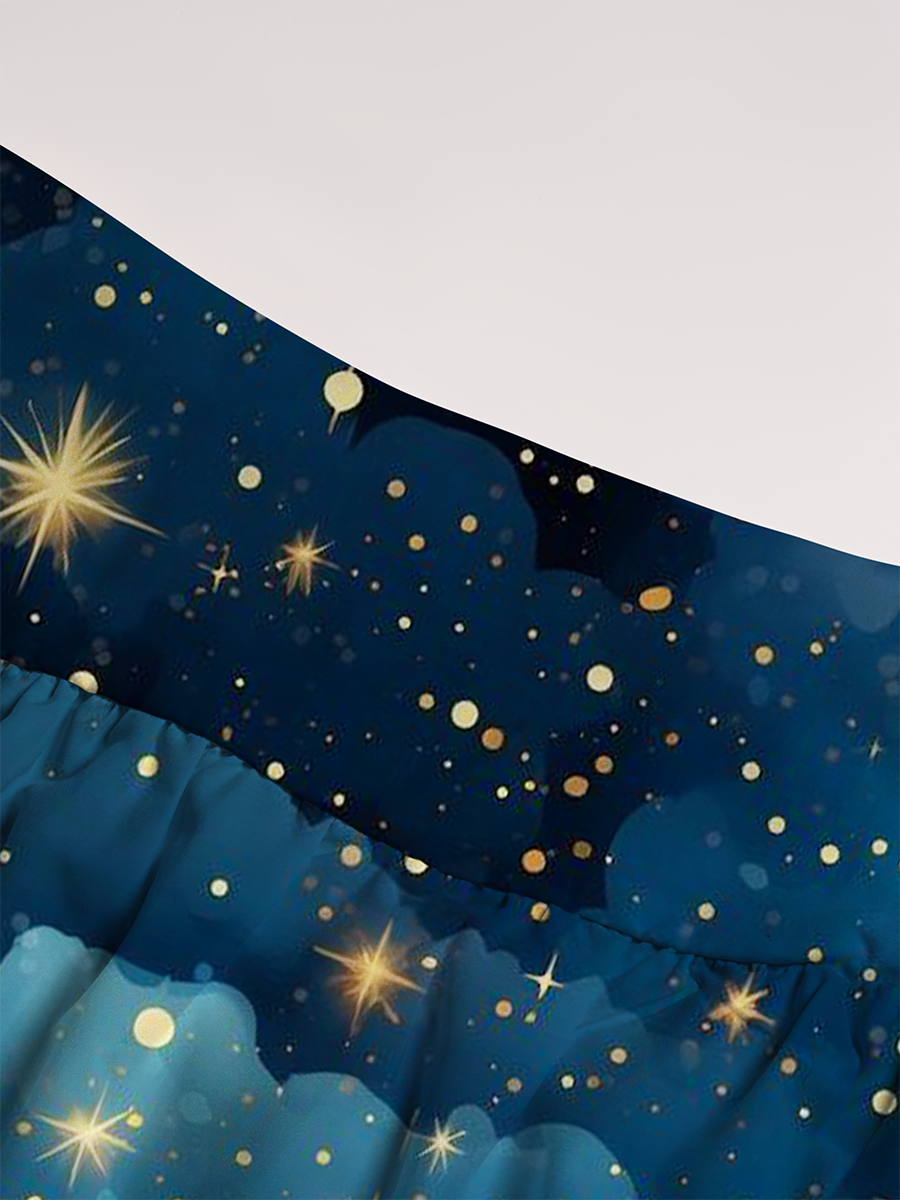 Whimsical Night Sky Starburst Convertible Maxi Skirts