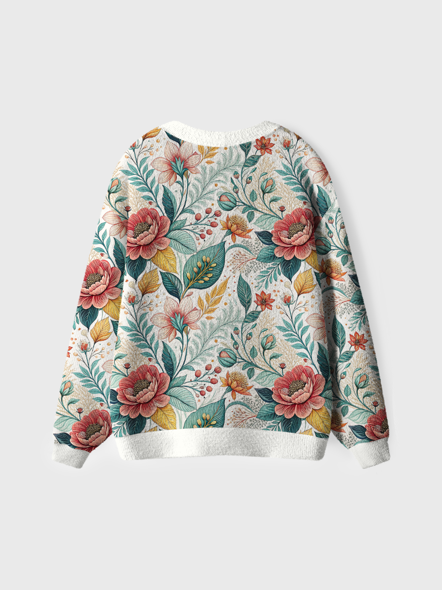 Vintage Bright Flower Bunch Cute Cardigan Sweaters