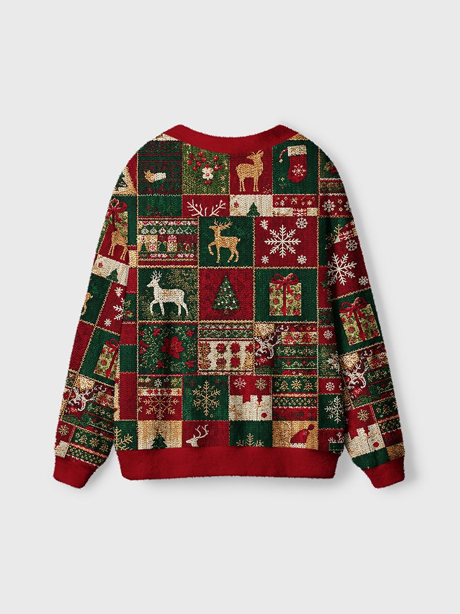 Vintage Vintage Christmas Patchwork Cardigan Sweaters
