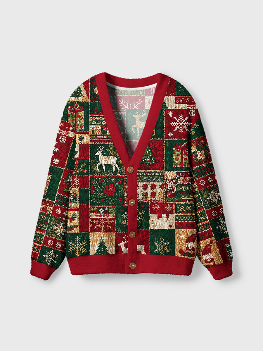 Vintage Vintage Christmas Patchwork Cardigan Sweaters