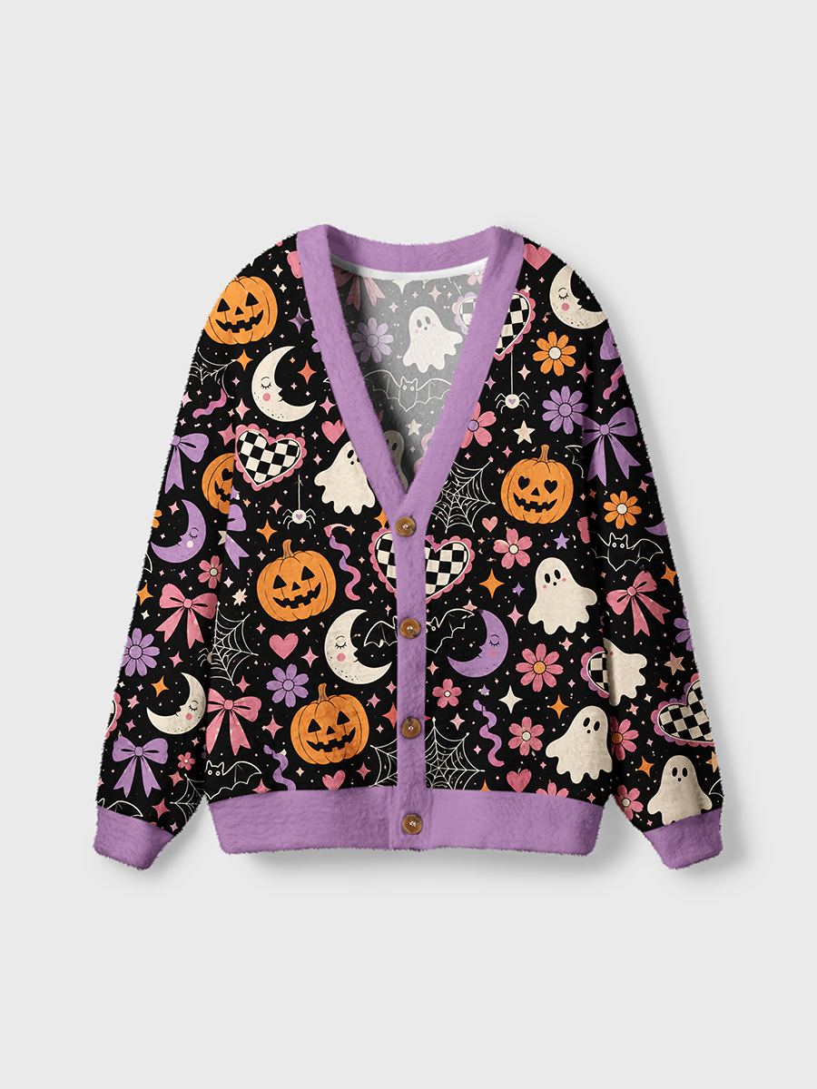 Vintage Checkered Hearts Bows Cardigan Sweaters