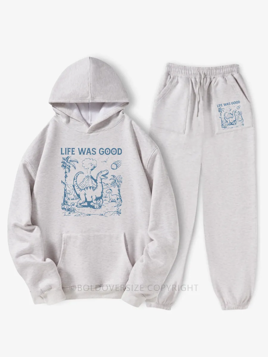 Vintage Life Was Good Dinosaur Hoodie Suit