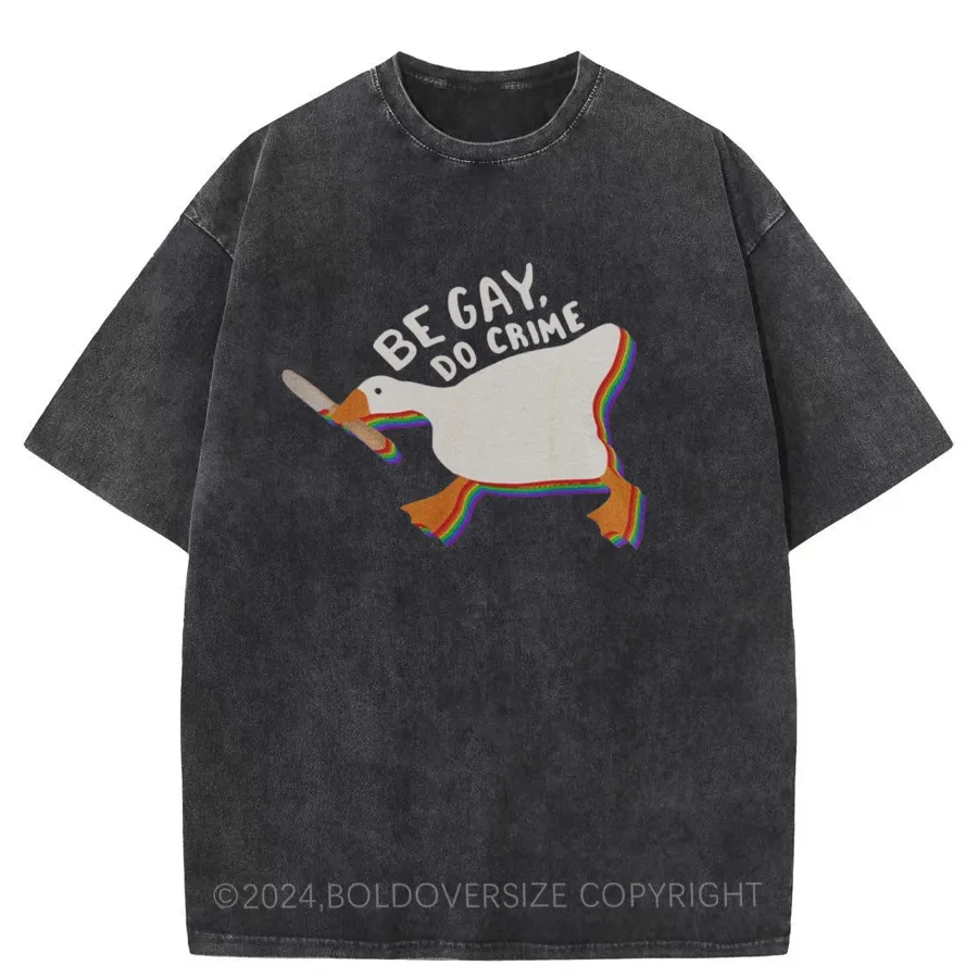 Vintage Be Gay Do Crime Washed T-Shirt