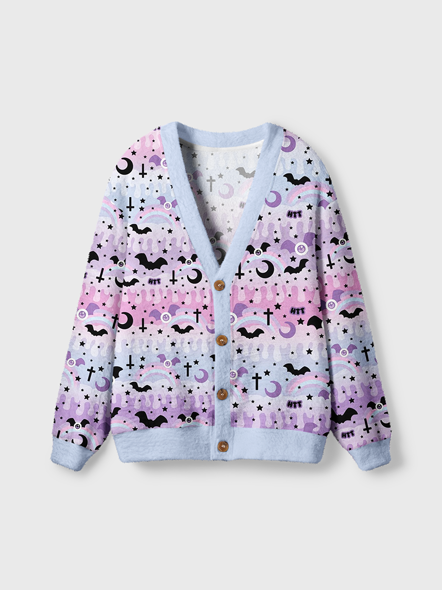 Vintage Gradient Flowing Lava and Halloween Magic Cardigan Sweaters