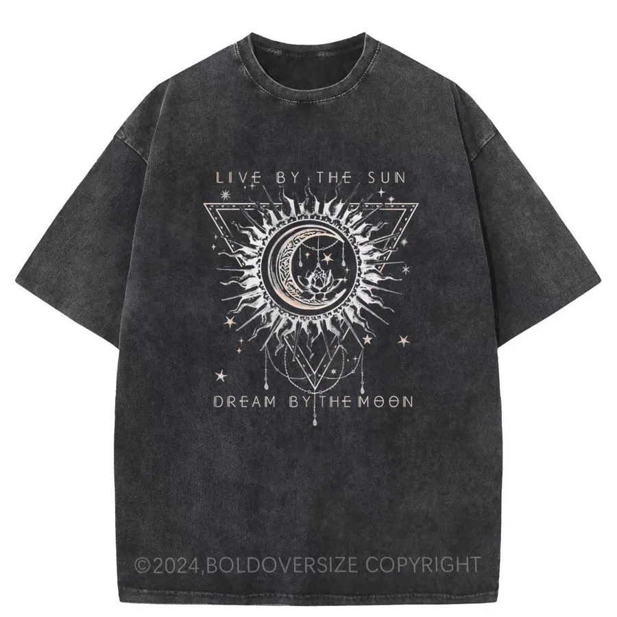 Vintage Live By Sun Dream By Moon Washed T-Shirt