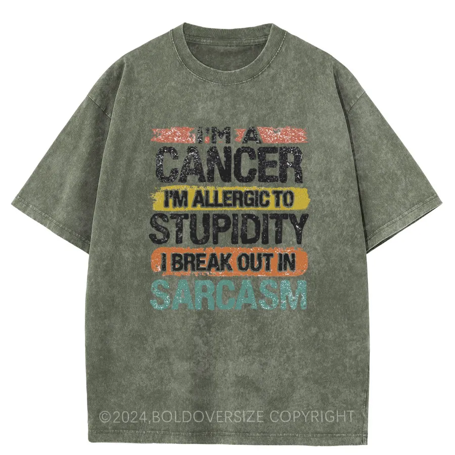 Vintage I'M Allergic To Stupidity Washed T-Shirt
