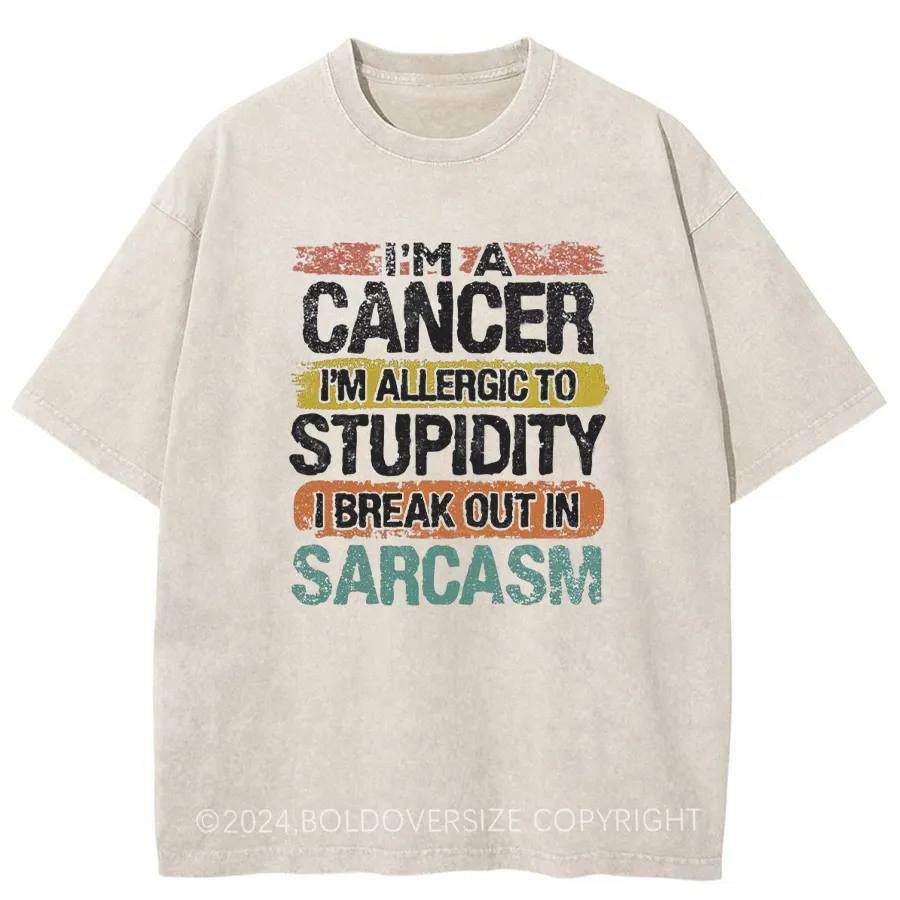 Vintage I'M Allergic To Stupidity Washed T-Shirt