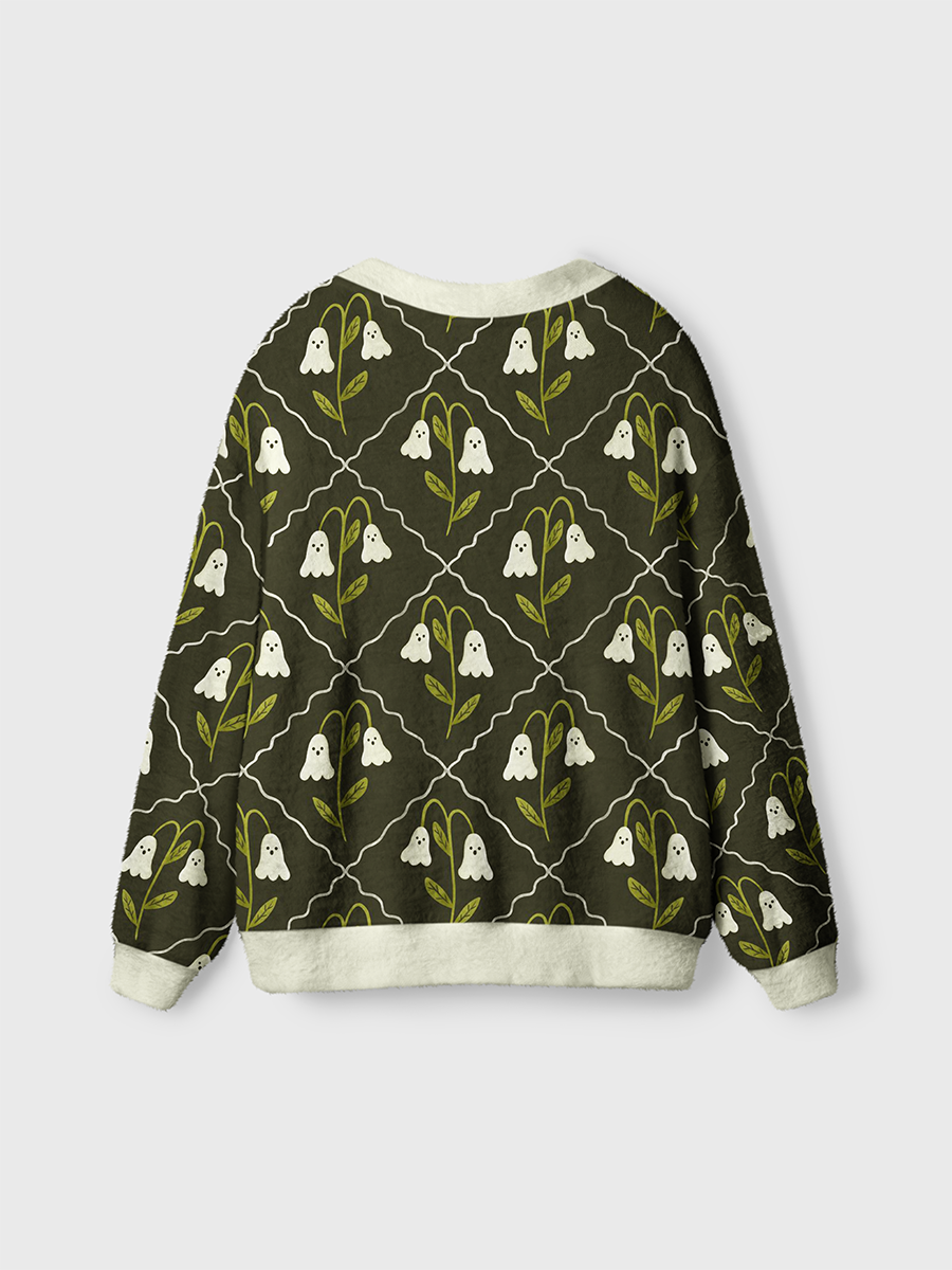 Vintage Ghost-shaped Flowers Cardigan Sweaters