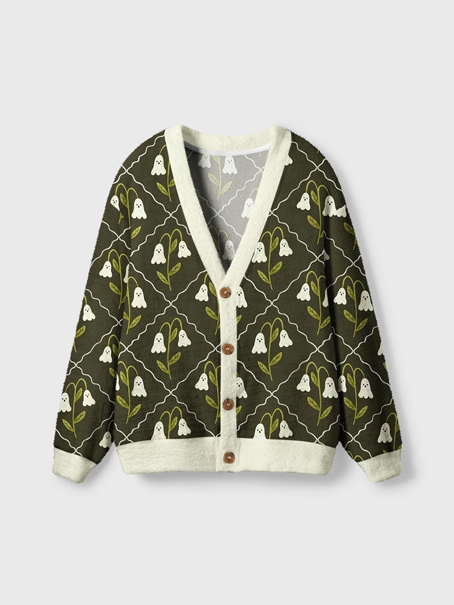 Vintage Ghost-shaped Flowers Cardigan Sweaters