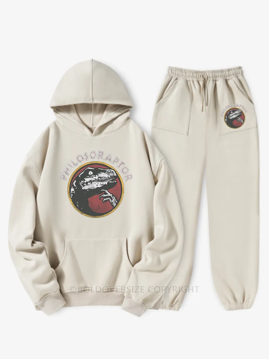Vintage Deep Thinker Philosoraptor Dinosaur Hoodie Suit