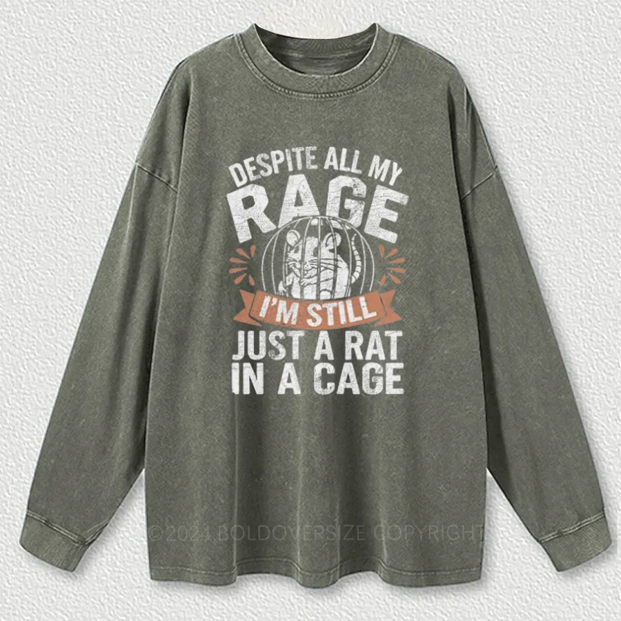 Vintage Despite All My Rage, I'M Still Just A Rat In A Cage Washed Long Sleeve Shirt