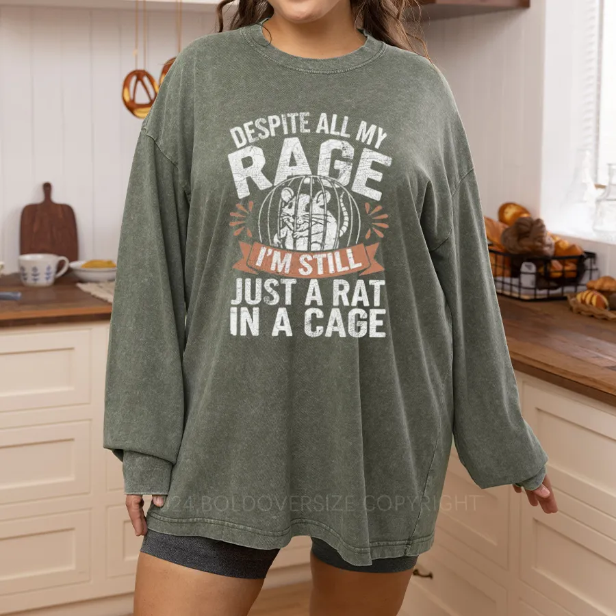 Vintage Despite All My Rage, I'M Still Just A Rat In A Cage Washed Long Sleeve Shirt