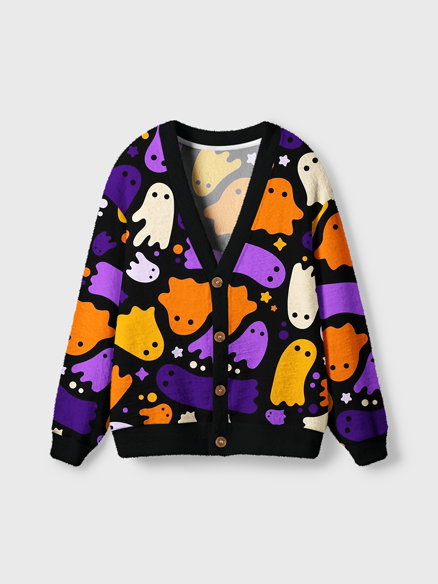 Vintage Halloween Quirky Ghosts Cardigan Sweaters