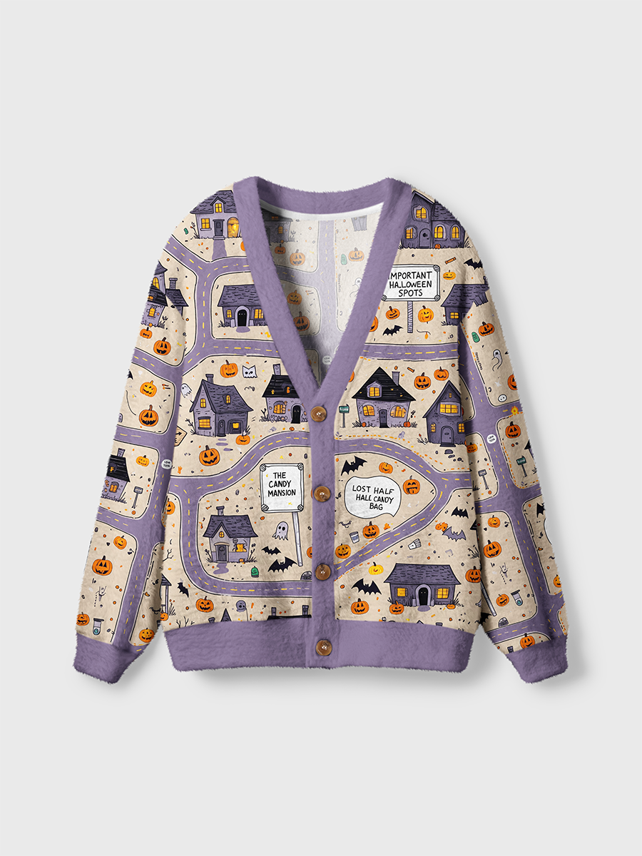 Vintage Halloween Town Street Cardigan Sweaters