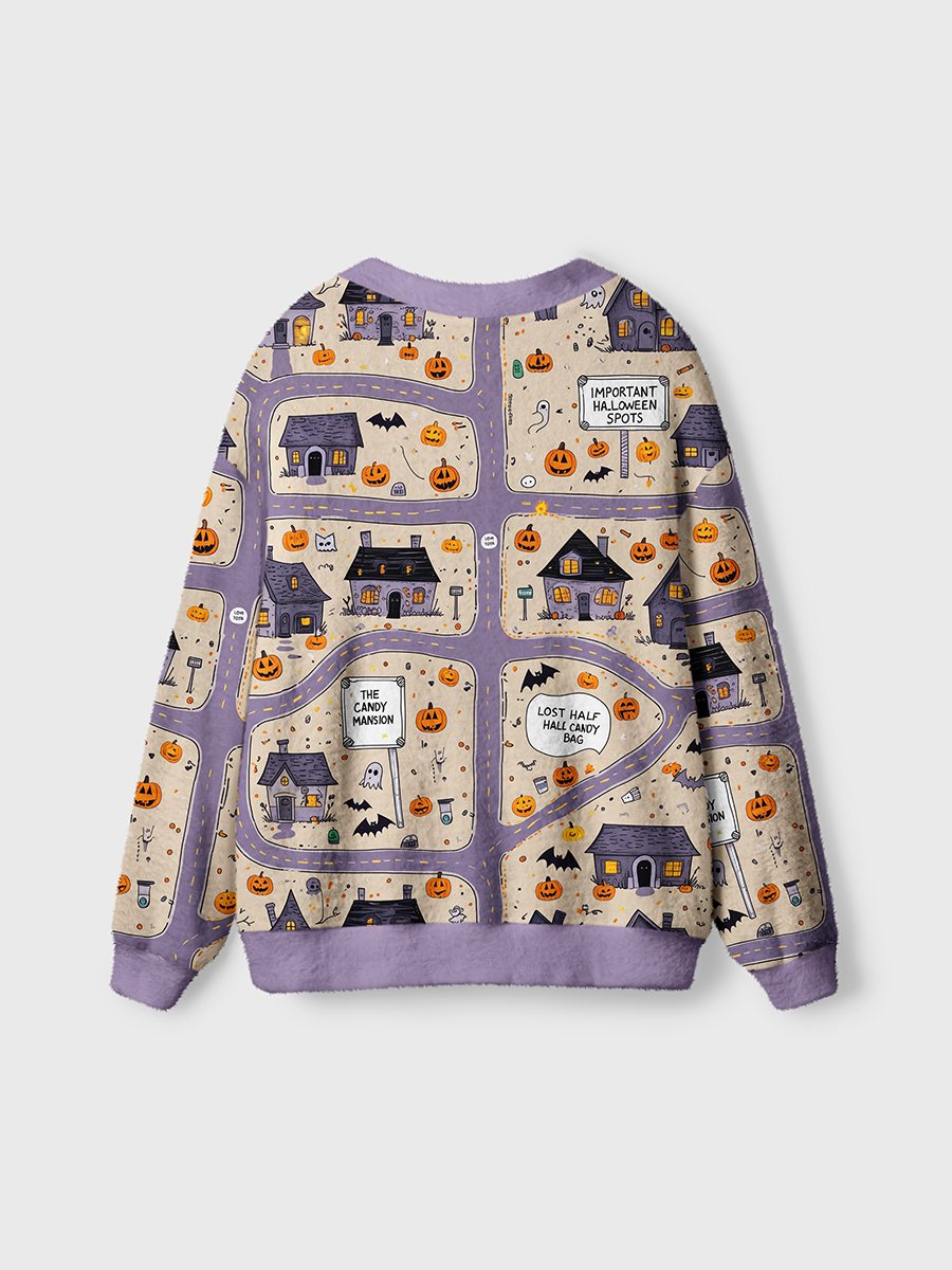 Vintage Halloween Town Street Cardigan Sweaters