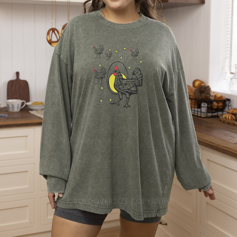 Vintage Roseanne Chicken Washed Long Sleeve Shirt