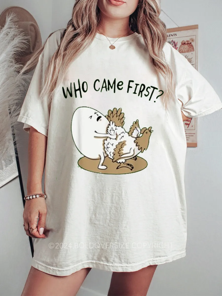Vintage Who Came First Chicken or Egg Tee