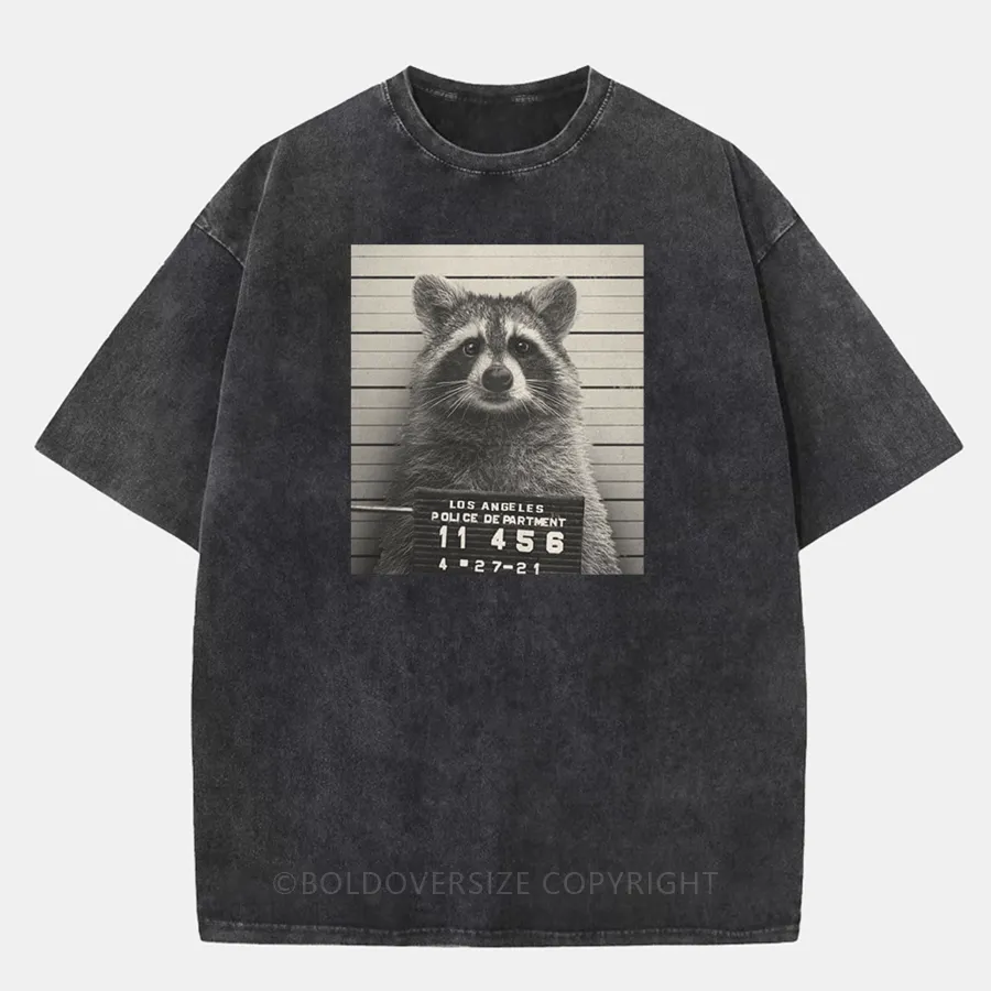 Vintage Raccoon Mugshot Washed T-Shirt