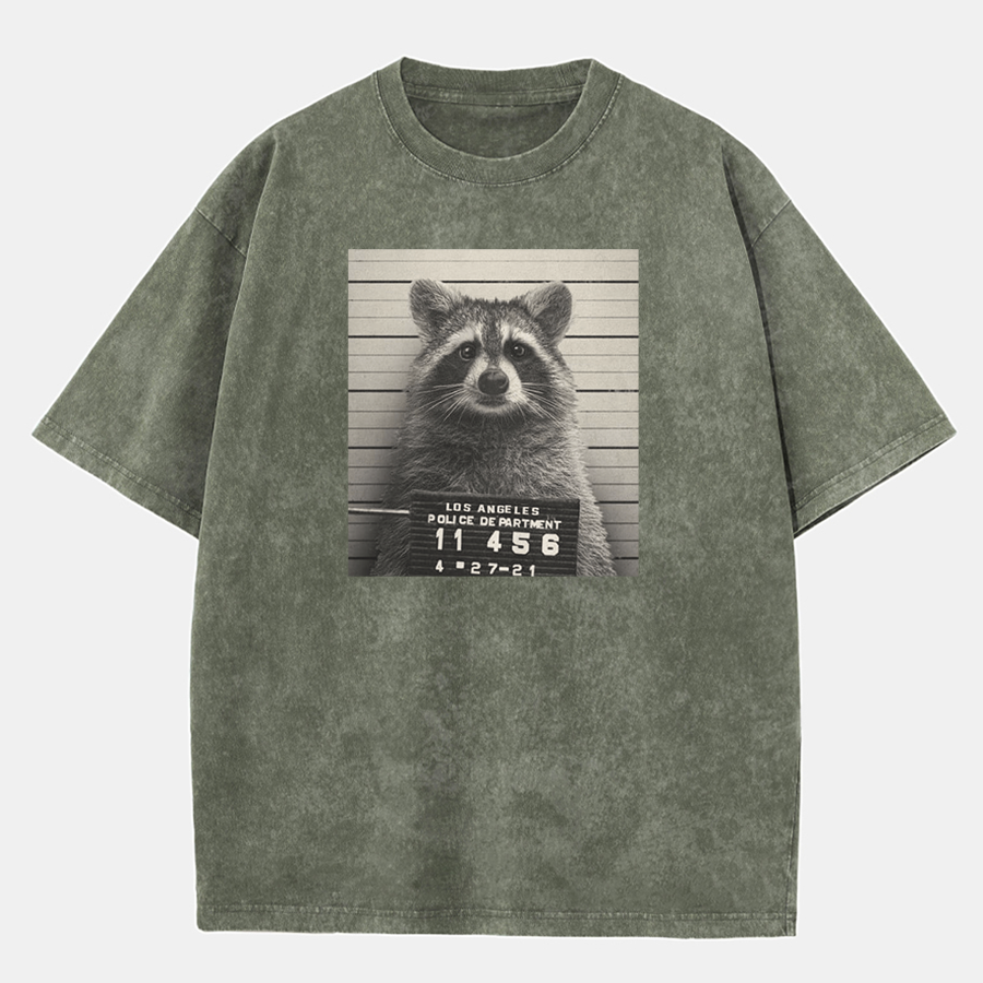 Vintage Raccoon Mugshot Washed T-Shirt