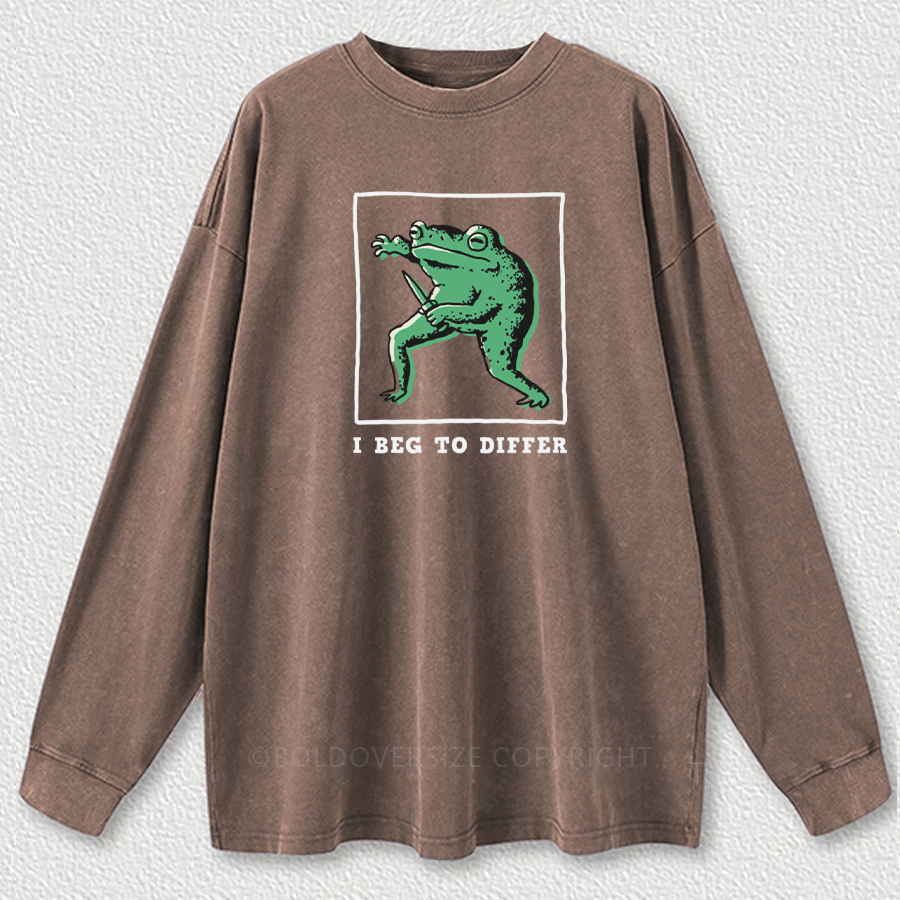 Vintage I Beg To Differ Washed Long Sleeve Shirt