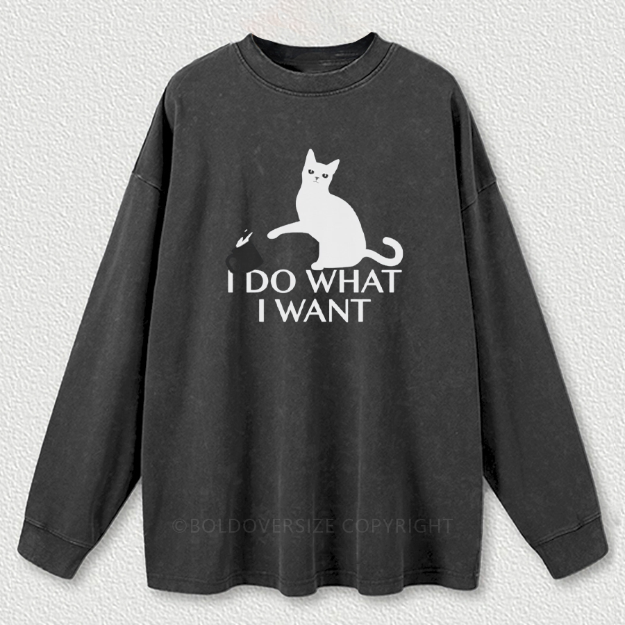 Vintage I Do What I Want Washed Long Sleeve Shirt