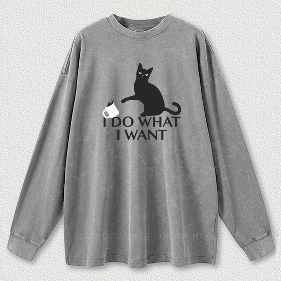 Vintage I Do What I Want Washed Long Sleeve Shirt