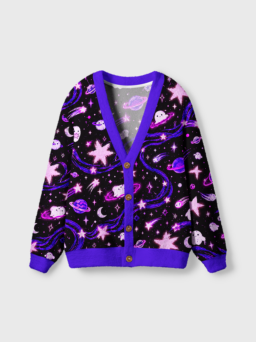 Vintage Dark Punk Space Galaxy Cardigan Sweaters