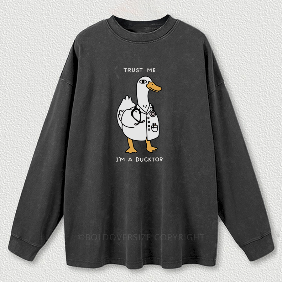 Vintage I'M A Ducktor Washed Long Sleeve Shirt
