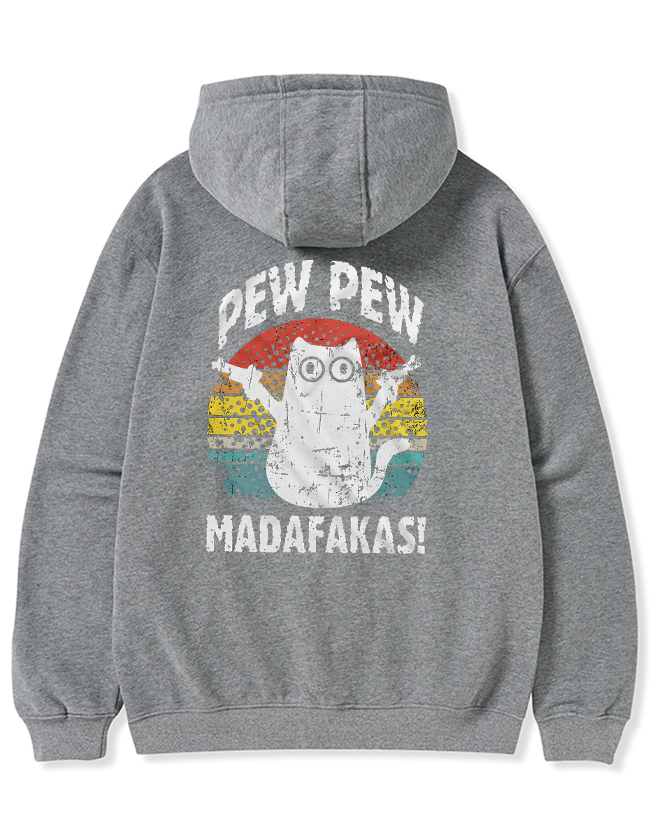 Vintage Funny Cat Pew Pew Tee Zip Hoodie