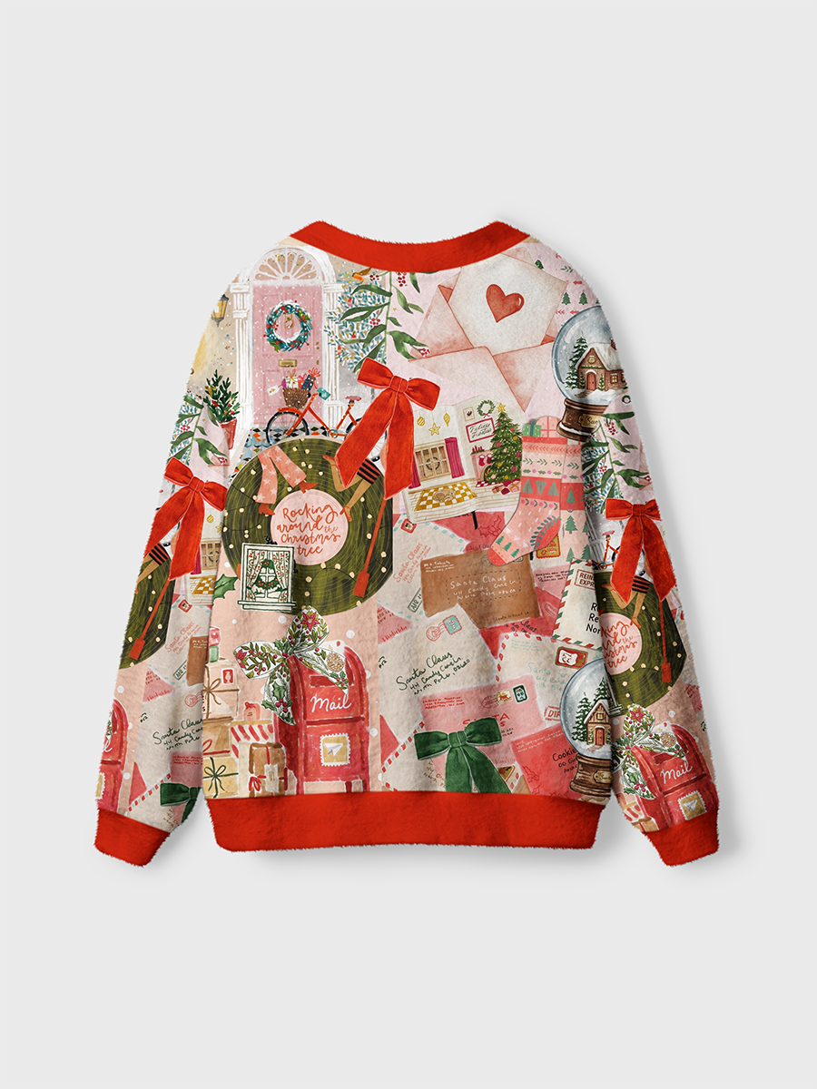 Vintage Christmas Vintage Handmade Collage Cardigan Sweaters