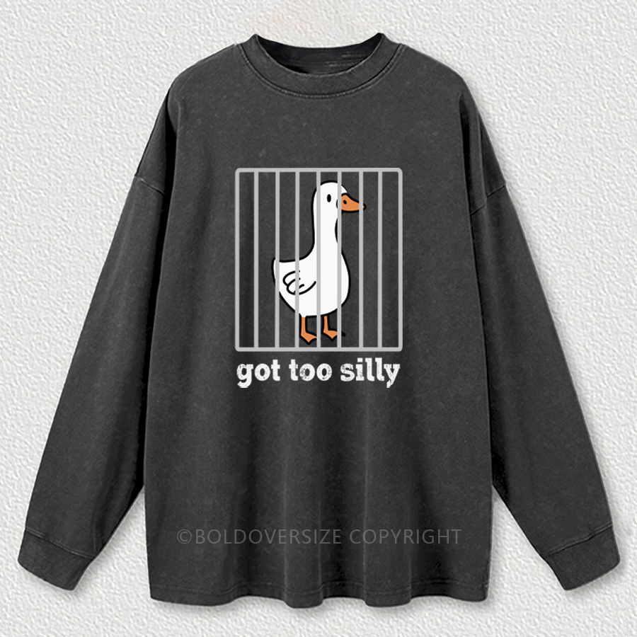Vintage Goose Funny Washed Long Sleeve Shirt