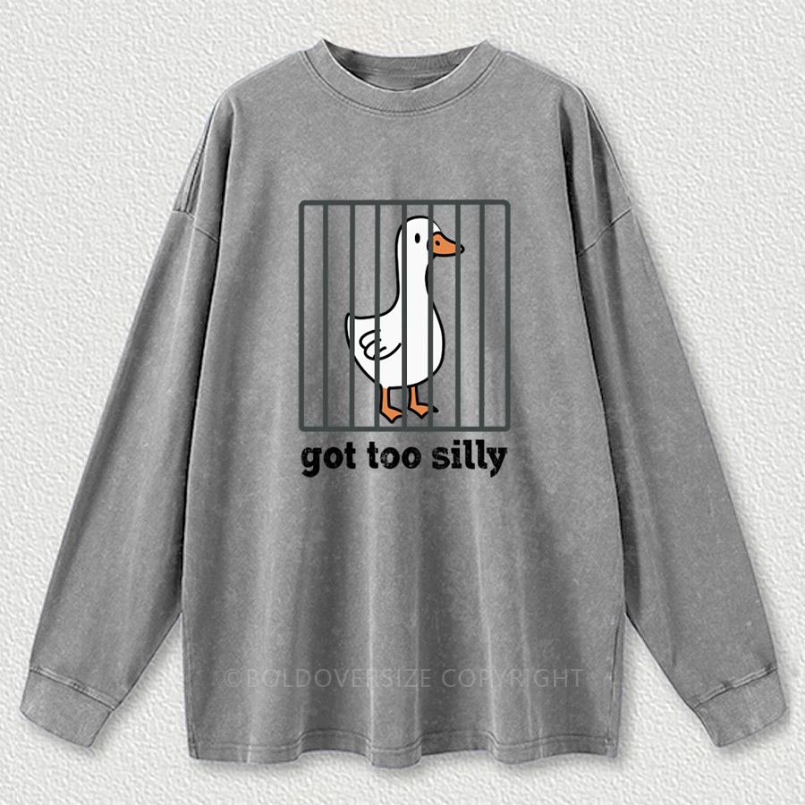 Vintage Goose Funny Washed Long Sleeve Shirt