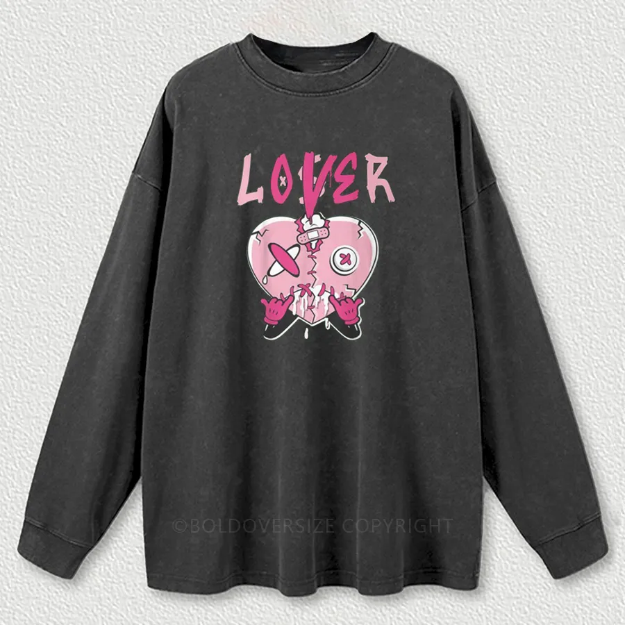 Vintage Loser Lover Heart Washed Long Sleeve Shirt