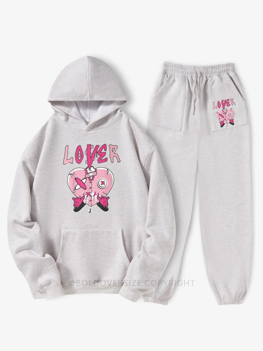 Vintage Loser Lover Heart Hoodie Suit