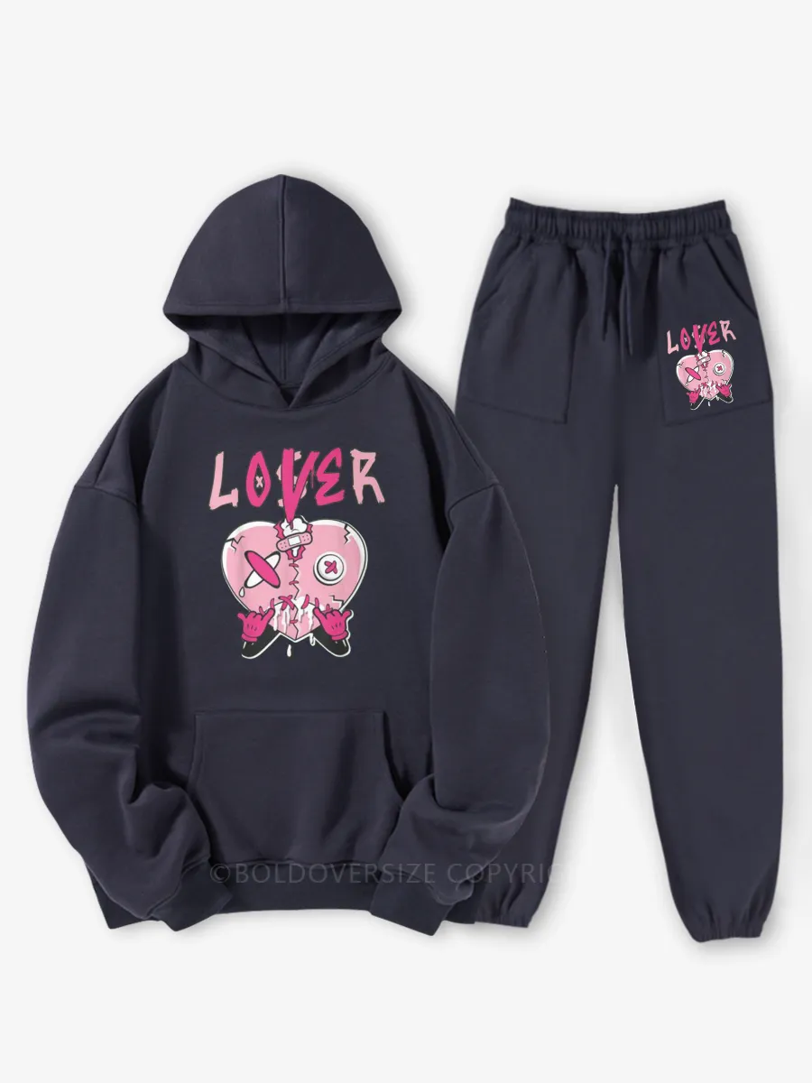 Vintage Loser Lover Heart Hoodie Suit