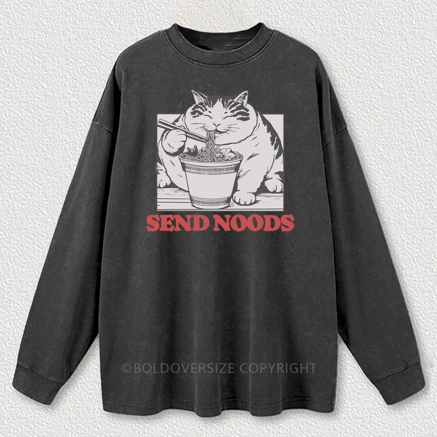 Vintage Send Noods Washed Long Sleeve Shirt