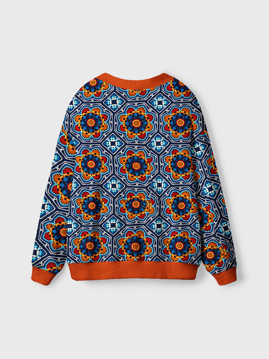 Vintage Bohemian Geometric Mandalas and Flowers Cardigan Sweaters