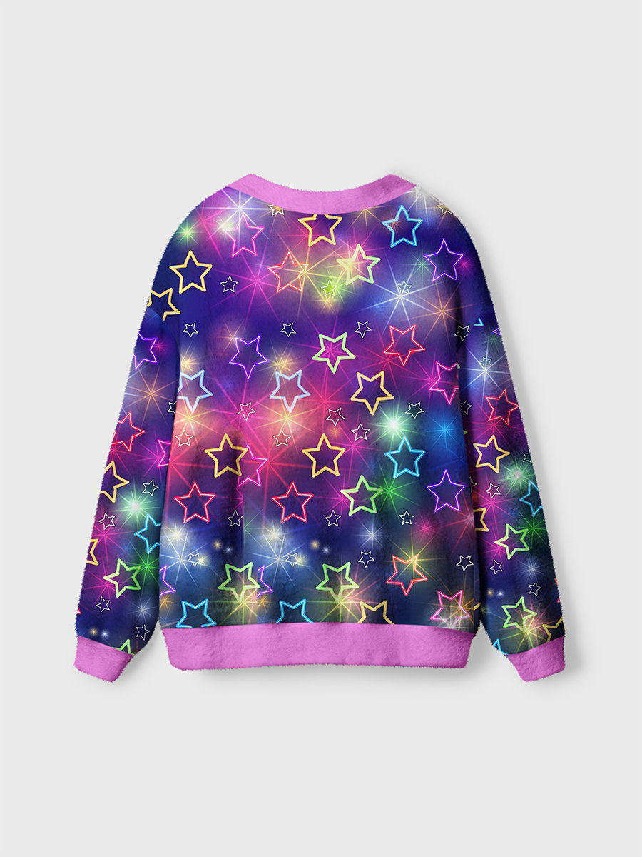 Vintage Glowing Starry Sky Neon Stars Cardigan Sweaters