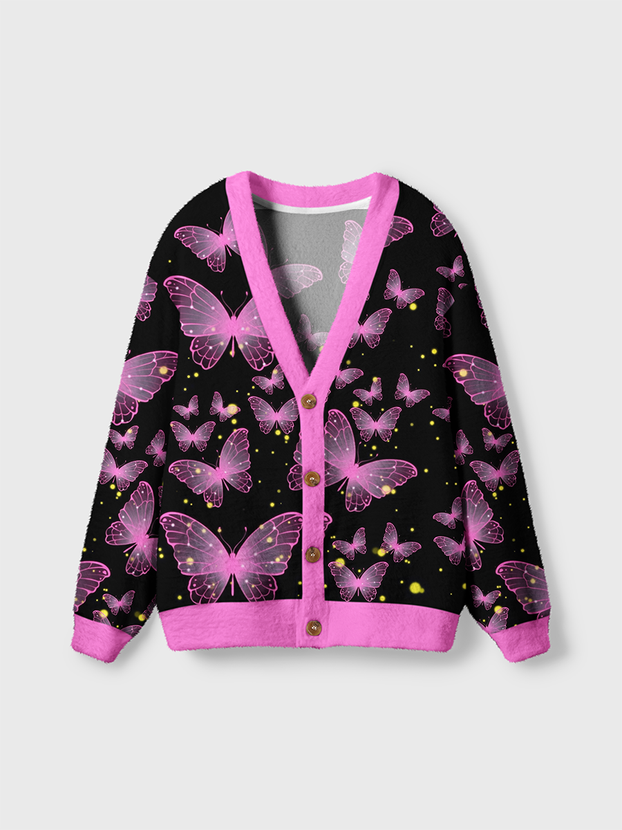 Vintage Dreamy Translucent Butterflies and Light Dots Cardigan Sweaters