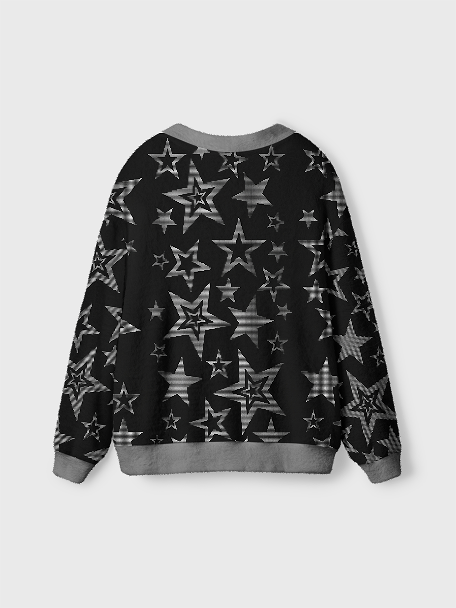 Vintage Halftone Dots Stars Cardigan Sweaters