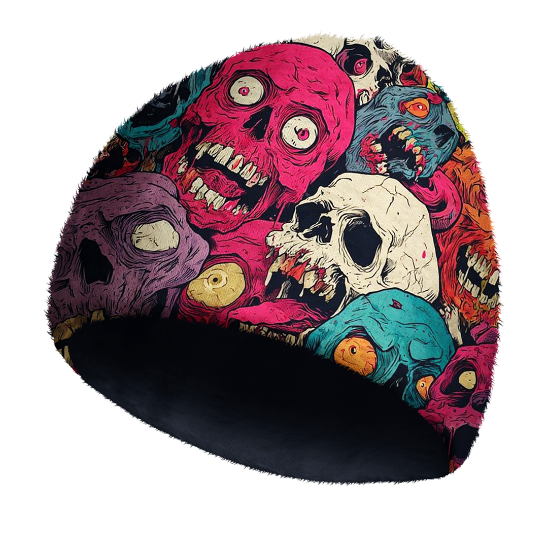 Psychedelic Zombie Skull Cozy Fuzzy Beanie