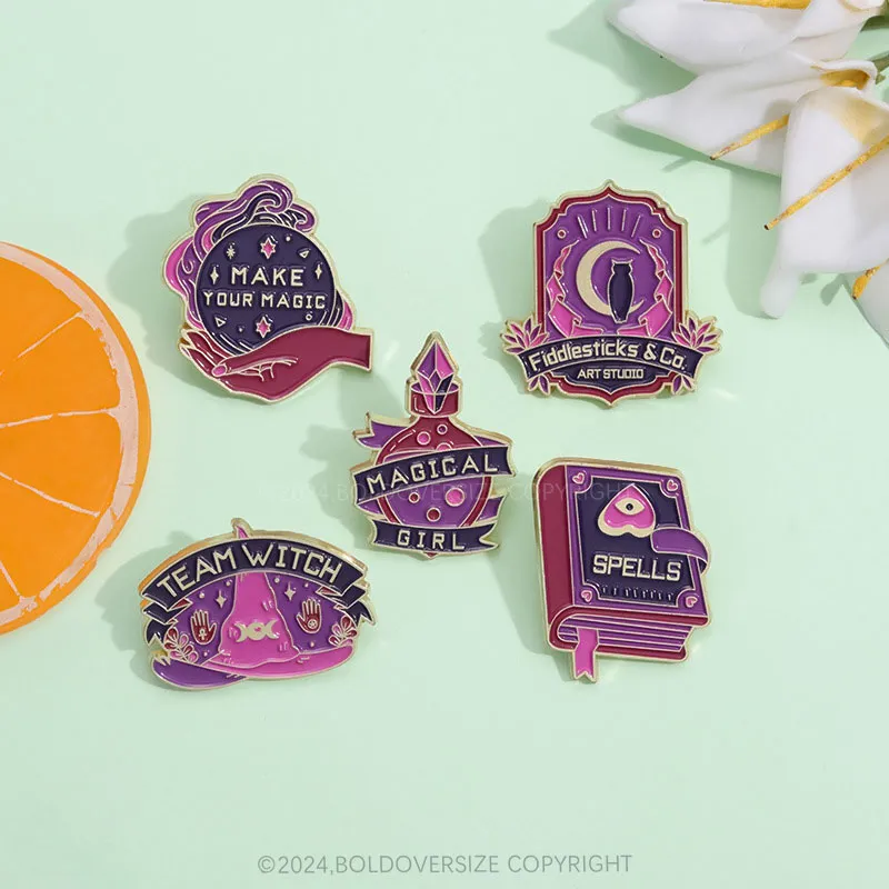 Purple Witch Hat and Wisdom Book Pin