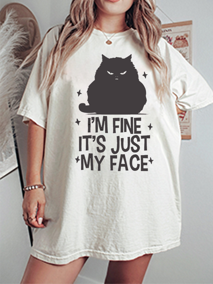 Vintage I’M Fine It'S Just My Face Oversize Graphic Tee