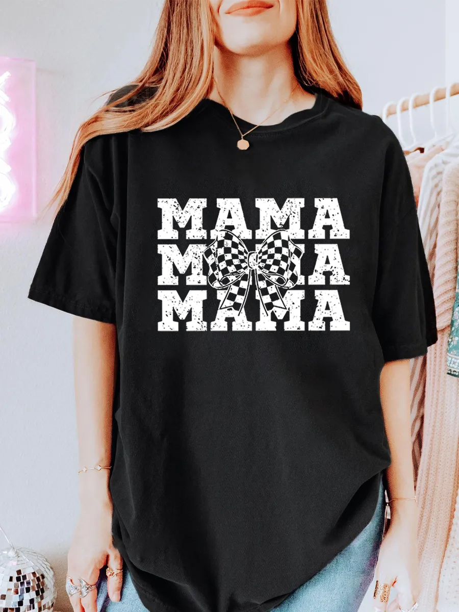 Vintage Mama With Coquette Bow Oversize Graphic Tee