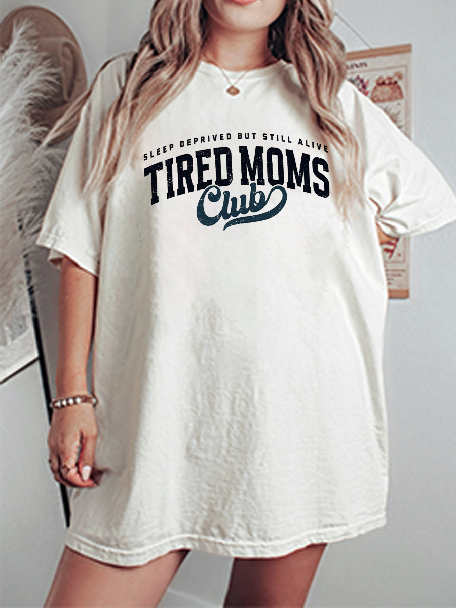 Vintage Tired Moms Club Oversize Graphic Tee