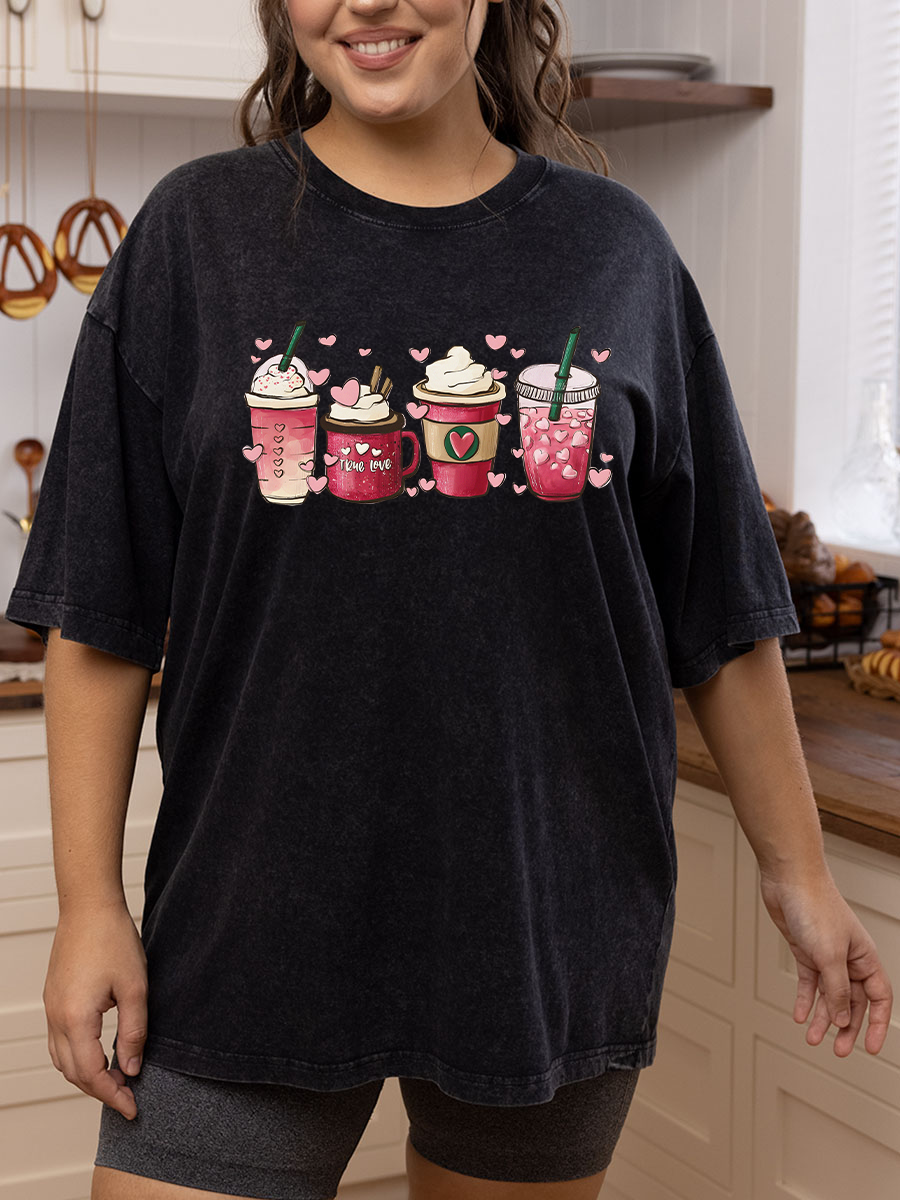 Vintage  Valentine Coffee Washed T-Shirt