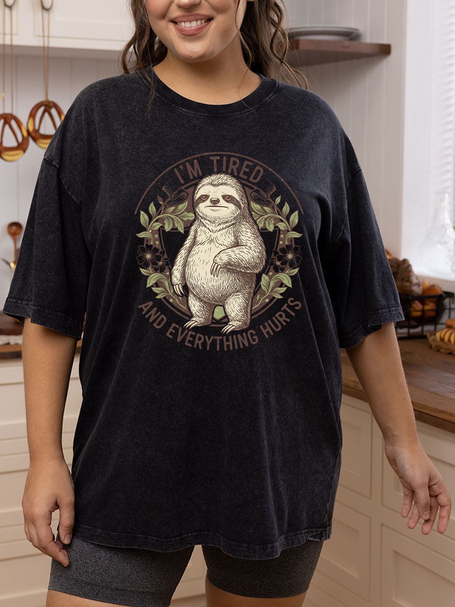 Vintage I’M Tired And Everything Hurts Washed T-Shirt